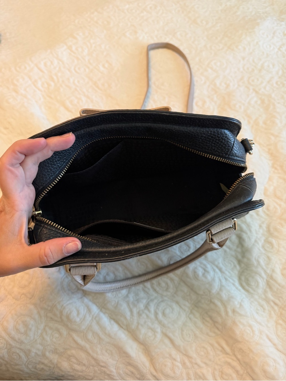 kate spade Black & Taupe Bow Satchel with Crossbody Strap - Picture 4 of 4